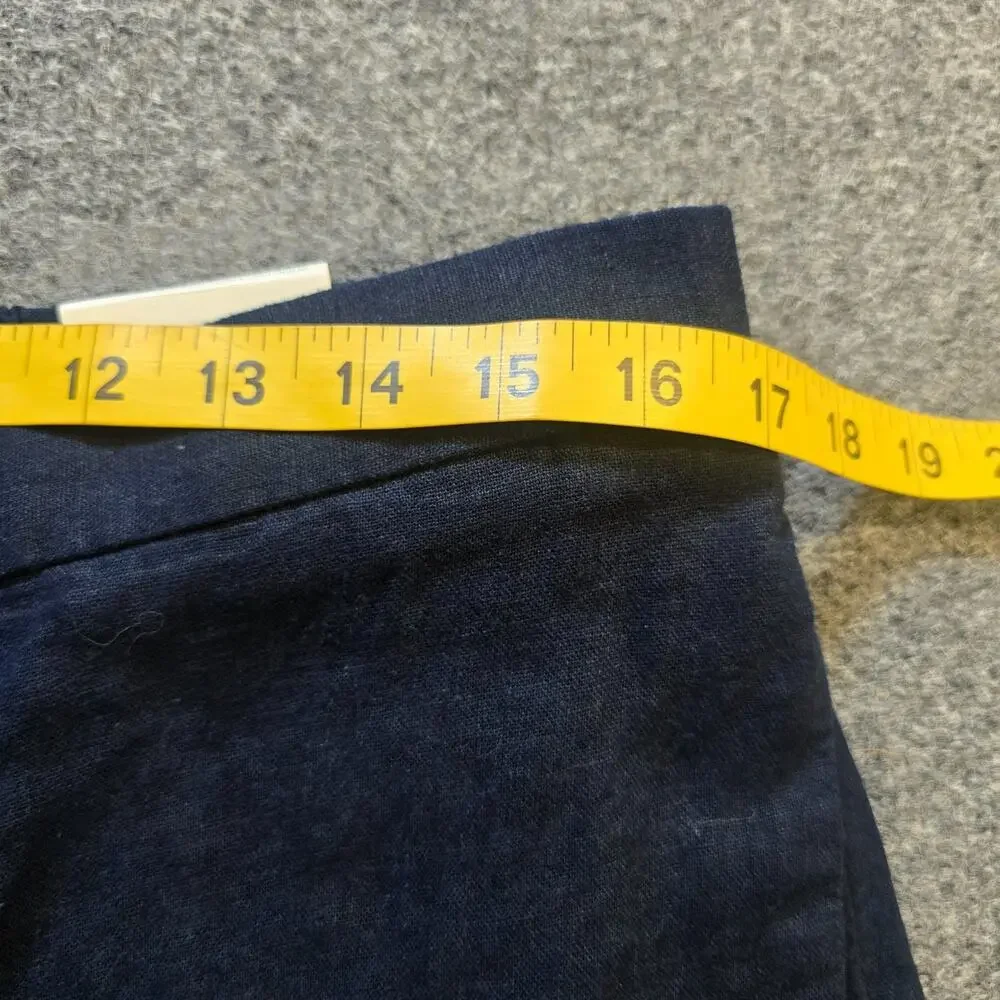 Banana Republic Pants Womens Size Large Blue Wide Leg Cropped Linen Blend Casual